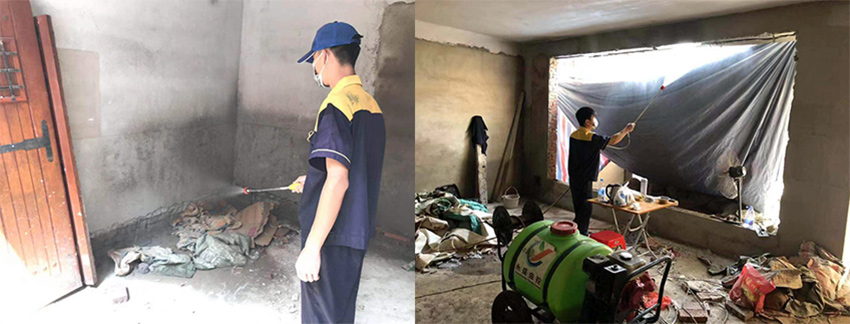 中山朗润园别墅装修白蚁防治施工现场图