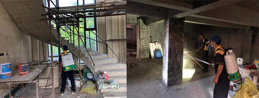 中山别墅白蚁防治施工现场图