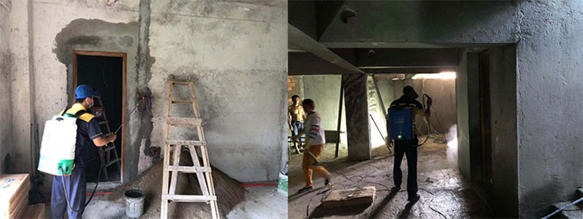 中山别墅白蚁防治施工现场图1